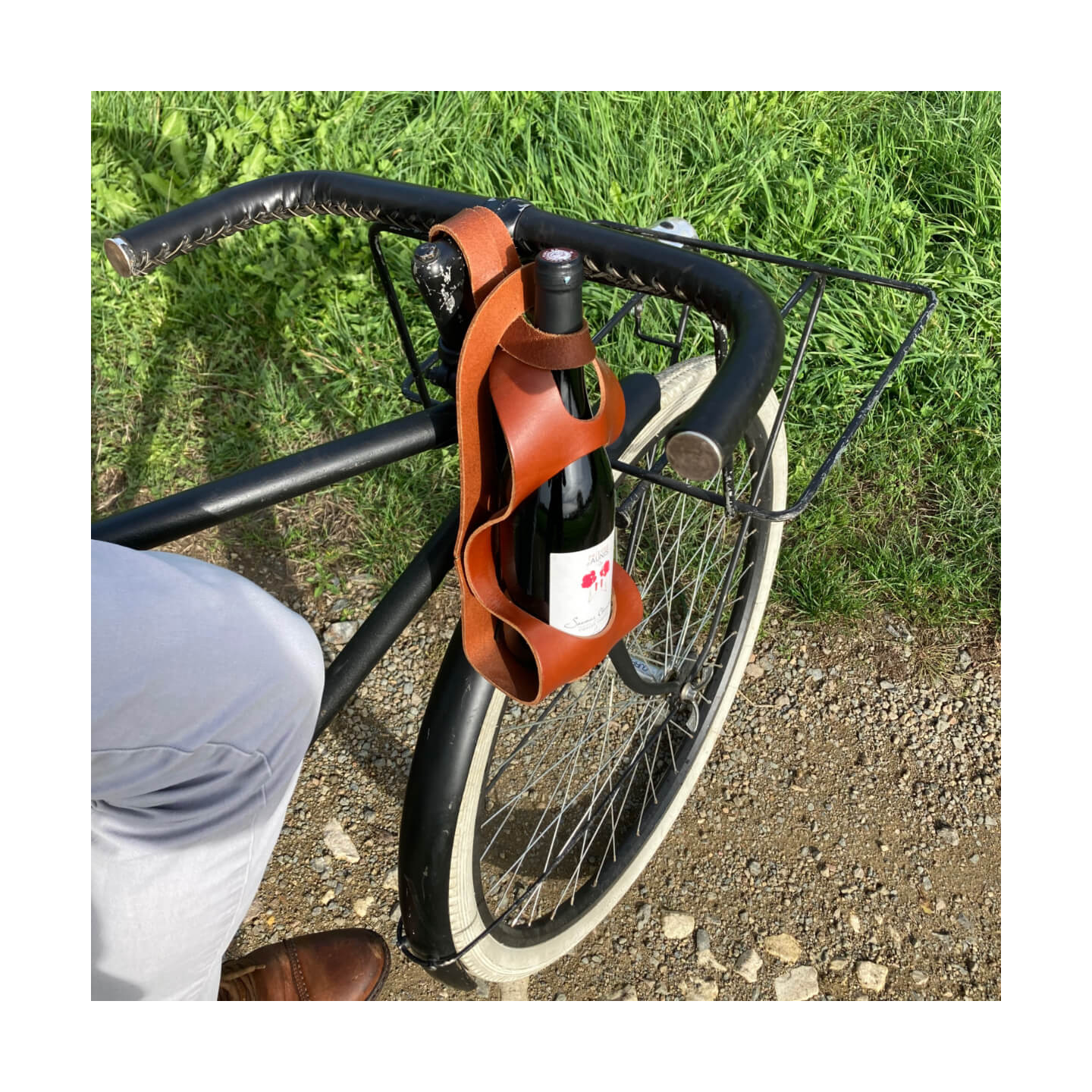 Porte-bouteille en cuir pour vélo